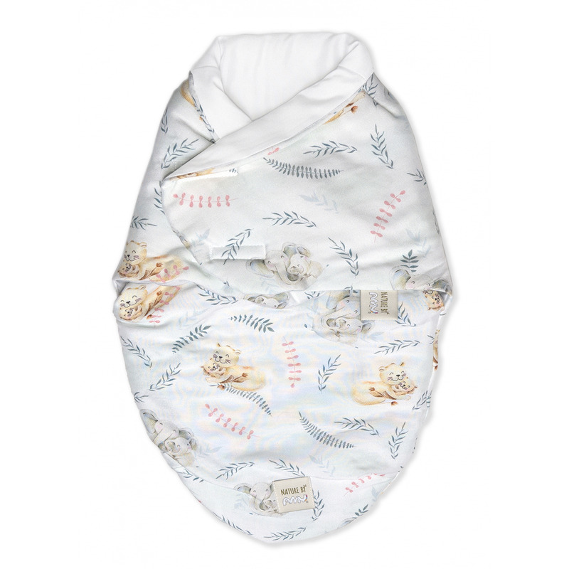 Sistem de infasare bambus, inchidere velcro, baby swaddle, safari + cadou rucsacel