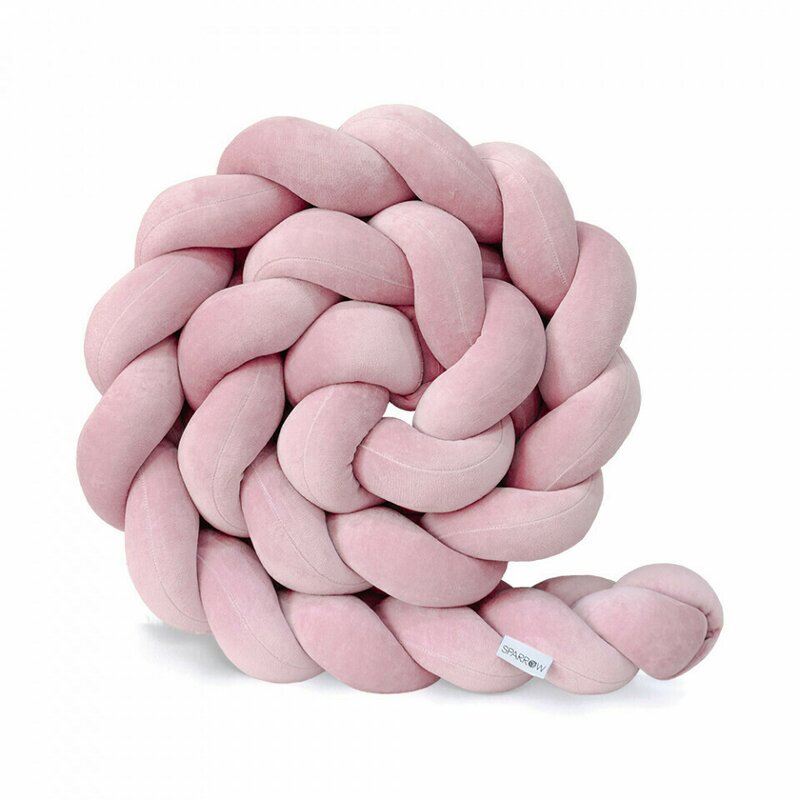 Sparrow - protectie impletita pentru patut velvet dirty pink, 200 cm