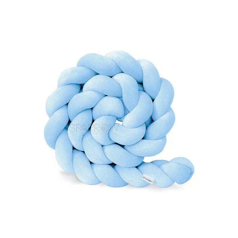 Sparrow - protectie impletita pentru patut velvet light blue , 340 cm, full 120 x 60 cm