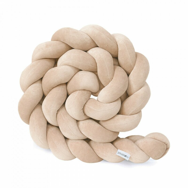 Sparrow - protectie impletita pentru patut velvet warm beige, 200 cm