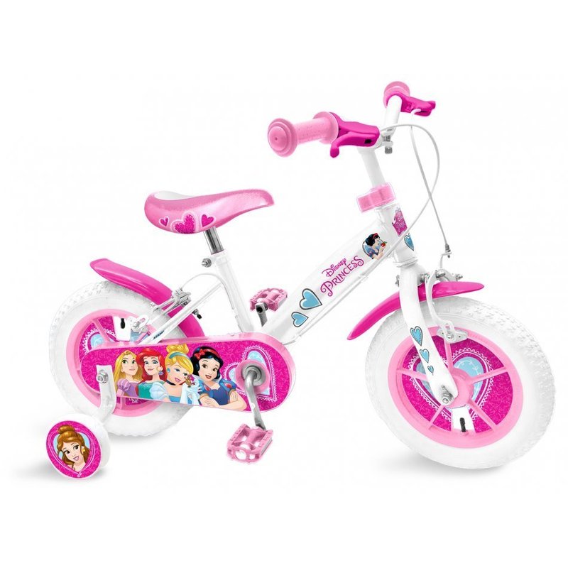 Stamp - Bicicleta cu pedale , Disney Princess, 14 , Cu roti ajutatoare, Roz