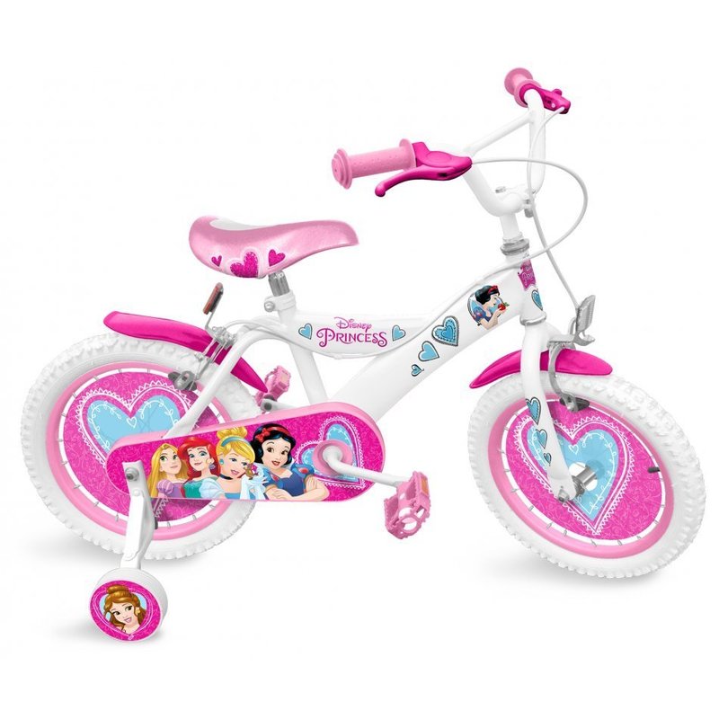 Stamp - Bicicleta cu pedale , Disney Princess, 16 , Cu roti ajutatoare, Roz