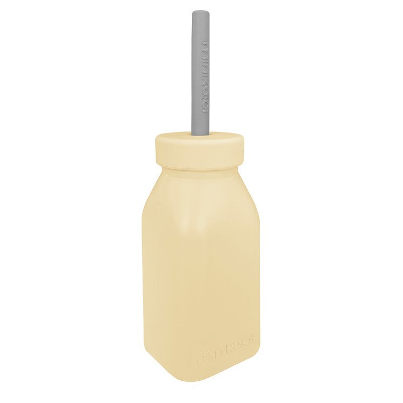 Minikoioi - Sticla cu pai din silicon, - Mellow Yellow