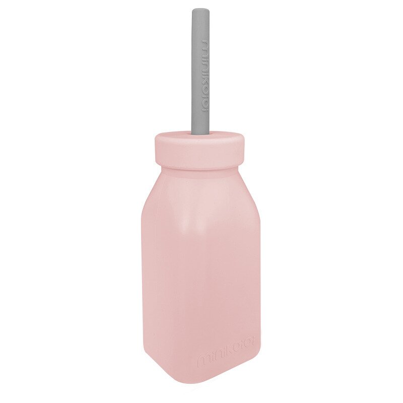 Minikoioi - sticla cu pai din silicon, - pinky pink