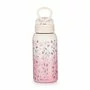 Sticla termos lichide, Petite&Mars, Delicate Flowers, Cu cioc, Din otel inoxidabil, Cu mentinere de temperatura calda pana la 12 h, Rece pana la 24 h, 500 ml, Fara BPA, Cu maner de transport, 3 ani+, Roz
