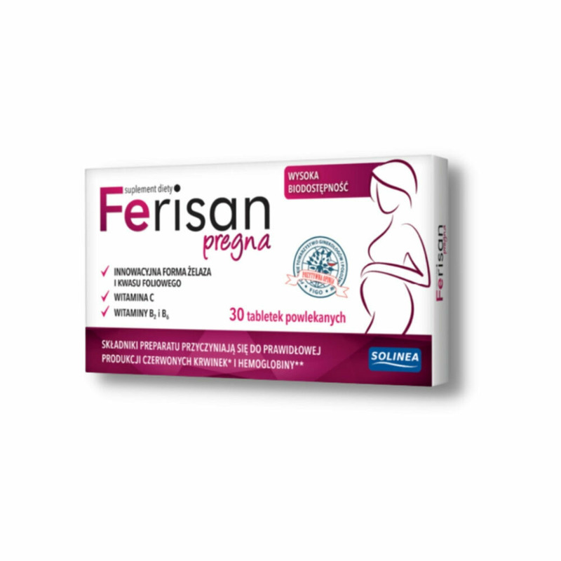 Supliment alimentar solinea ferisan pregna, destinat femeilor gravide, pentru deficitul de fier,...