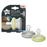 Tommee Tippee - Set suzete Breast like soother , Closer to Nature , 6-18 luni, 2 buc, De noapte din Silicon, Alb/Galben