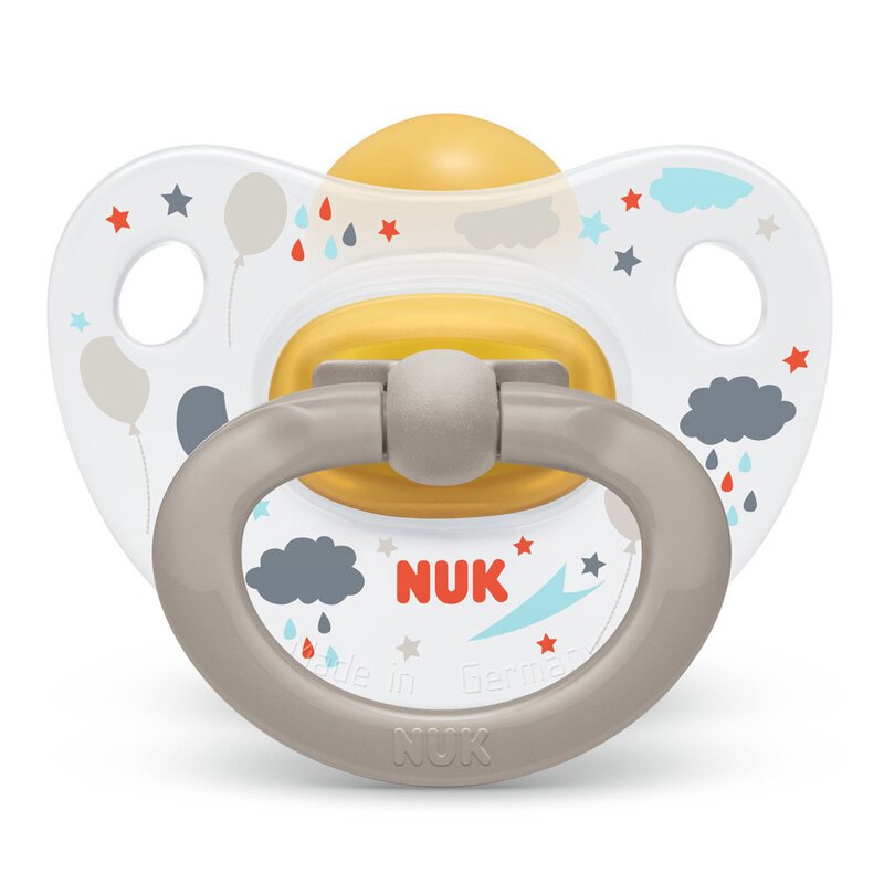 Nuk - nuk - suzeta happy kids latex m1 gri 0-6 luni