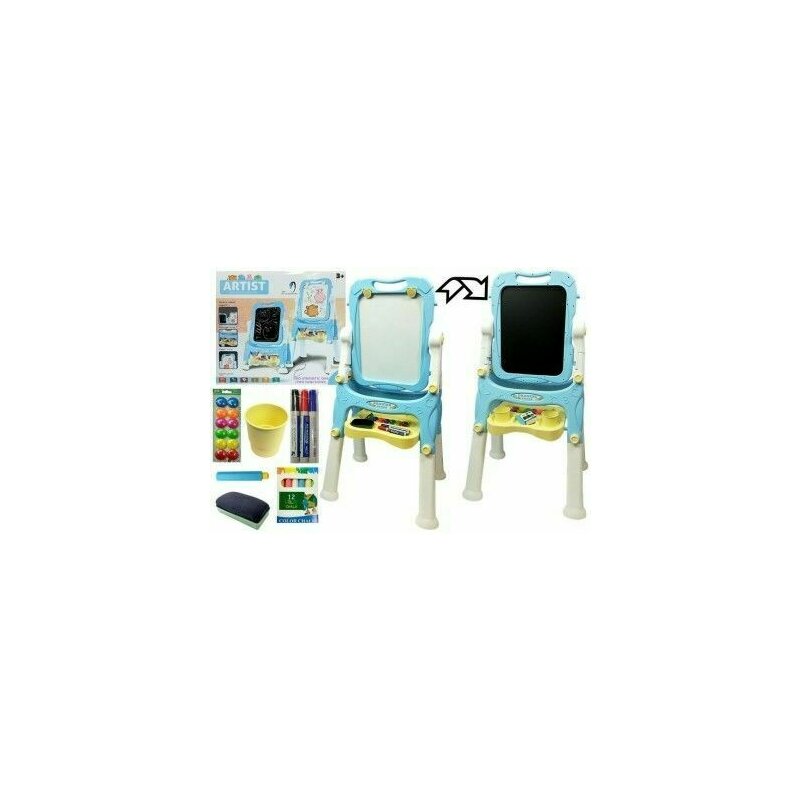 Leantoys - tabla de scris pentru copii, cu doua fete si accesorii, albastra, , 4865