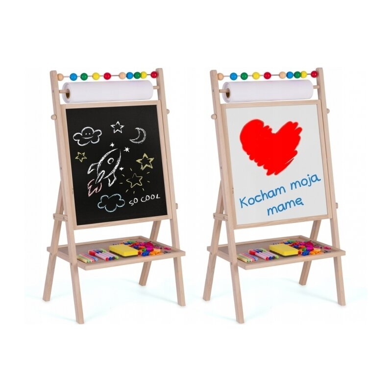 Ricokids - tabla educationala cu doua fete si accesorii rk-802, 78 x 44 x 29 cm, natur