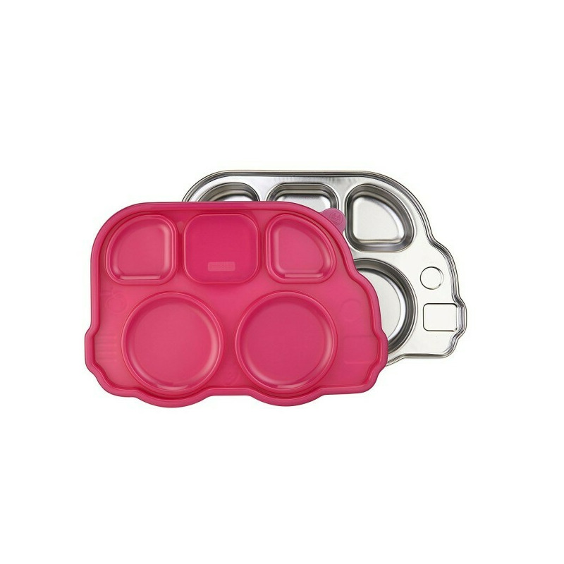 Tavita compartimentata cu capac - din din smart bus platter - innobaby - pink