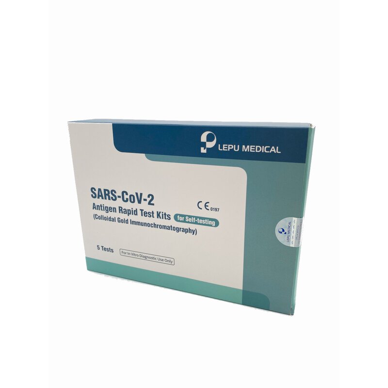 Lepu medical - test rapid antigen - kit pentru autotestare sars-cov-2 (imunocromatografie prin captură de aur coloidal) - set 5 buc