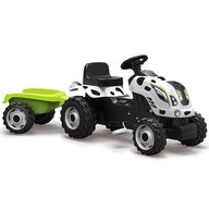 Smoby - Tractor cu pedale si remorca Farmer XL alb negru