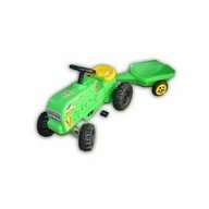 Roben toys - Tractor pentru copii, cu pedale si remorca, verde