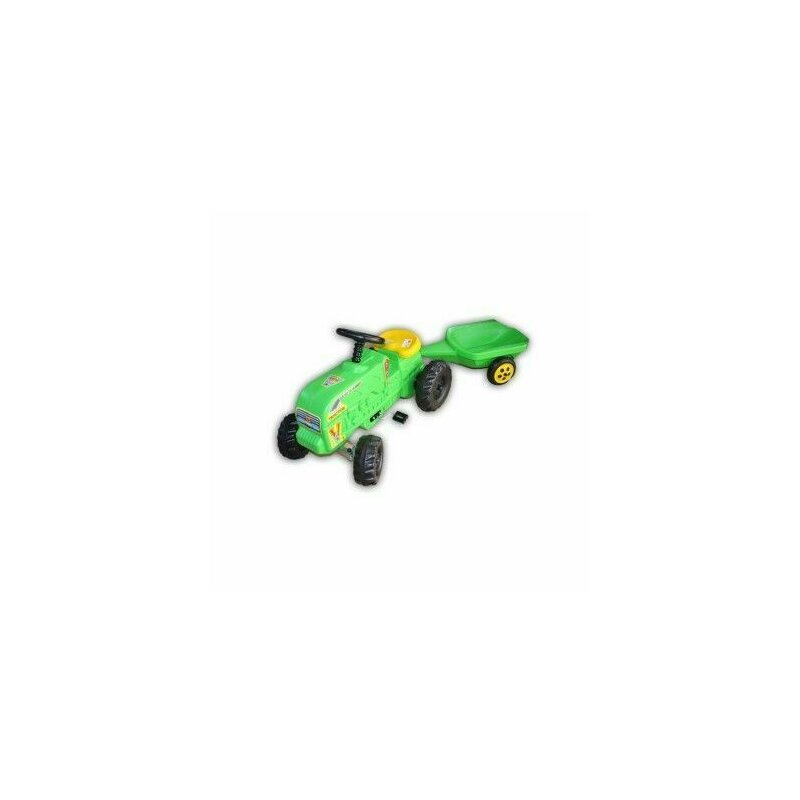 Roben toys - tractor pentru copii, cu pedale si remorca, verde