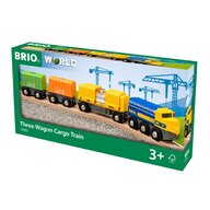 BRIO - Tren din lemn Marfa , Cu 3 vagoane