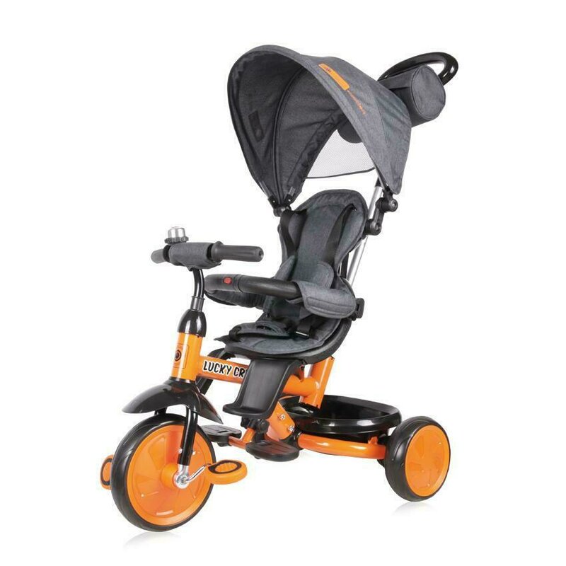 Lorelli - tricicleta pentru copii, lucky crew, multifunctionala, black & orange