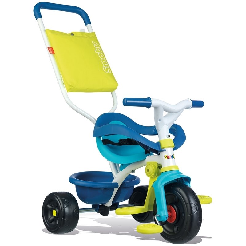 Smoby - tricicleta be fun confort mecanism de pedalare libera, suport picioare, control al directiei, albastru
