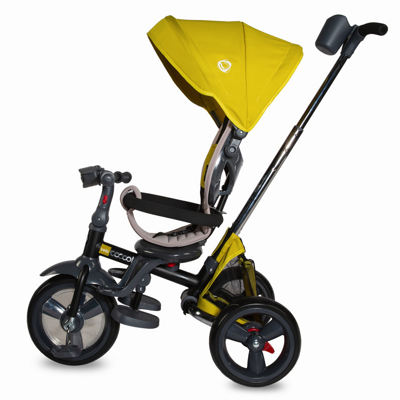 Tricicleta uzata (testata la exterior) multifunctionala 4in1 cu sezut reversibil coccolle velo mustar