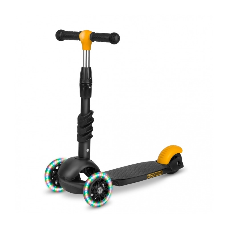 Trotineta 3 in 1 cu roti cu led ricokids cubi 765500 - negru - portocaliu