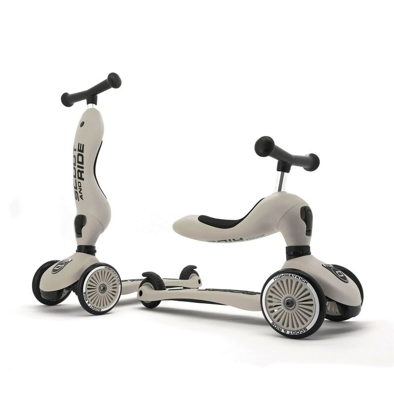 Trotineta copii cu sezut, transformabila 2in1, HighwayKick 1 Ash, 1-5 ani, pana la 50 kg, Scoot Ride