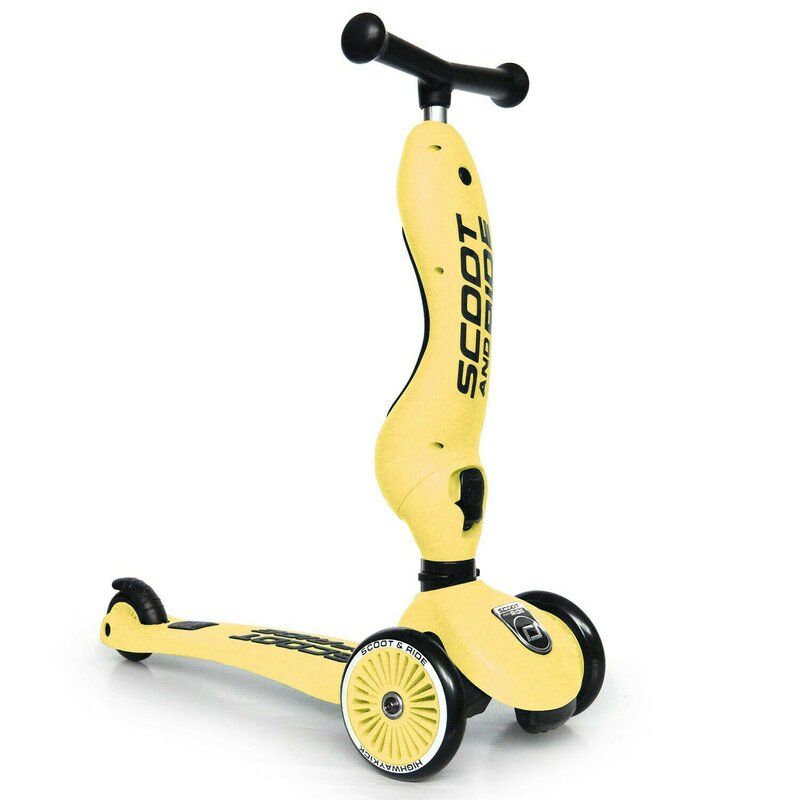 Trotineta copii cu sezut, transformabila 2in1, HighwayKick 1 Lemon, 1-5 ani, pana la 50 kg, Scoot Ride