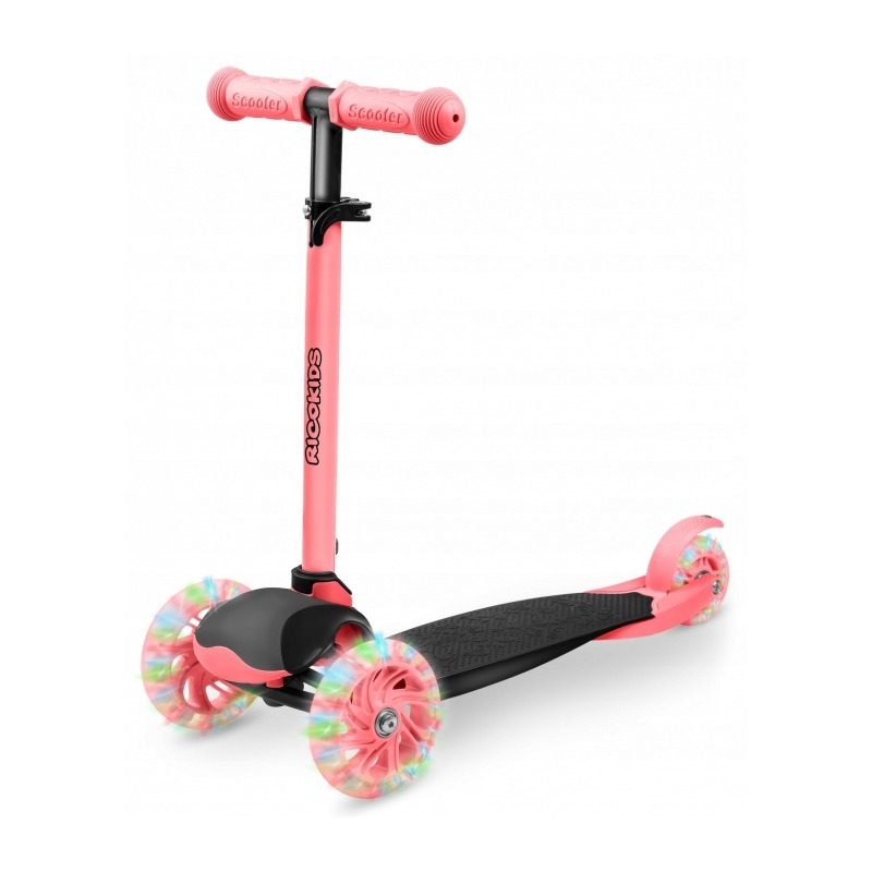 Trotineta cu roti cu led ricokids loco 765108 - roz cu negru