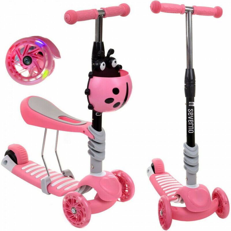Severno - trotineta pentru copii buburuza roz, lady bug 3 in 1