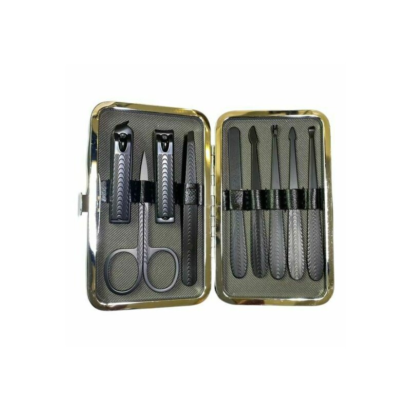Chique - trusa manichiura tip portofel, cu 9 piese, r280 all black