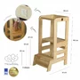 Inaltator Learning Tower Ajustabil, Ajutor de bucatarie MeowBaby  , lemn natur - 4