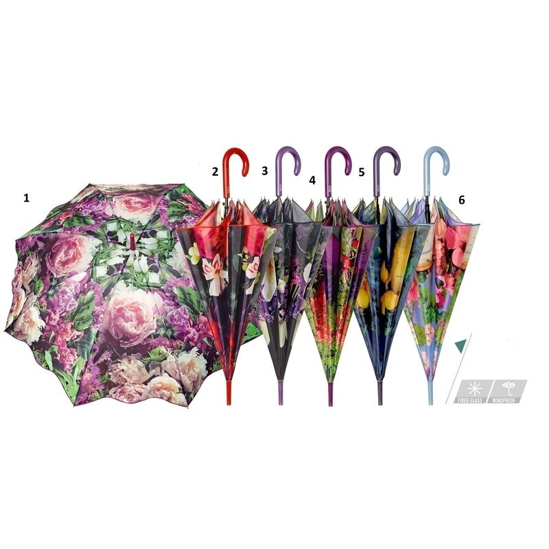Umbrela automata baston (6 modele flori), Perletti