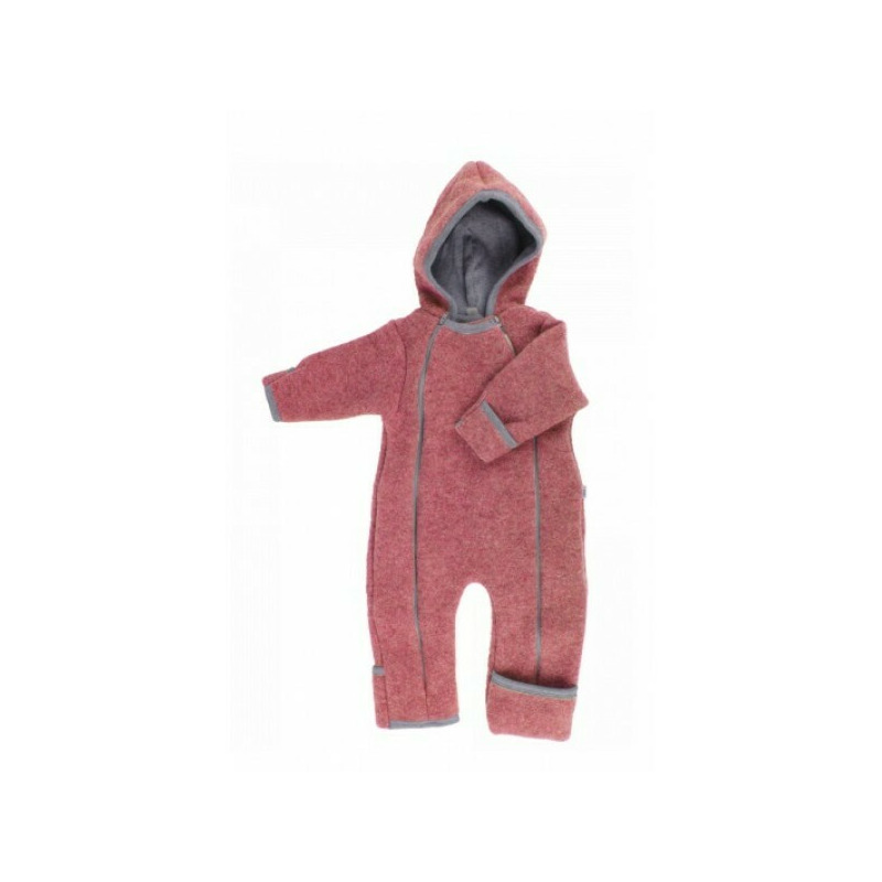 Vintage Red - Overall babywearing din lana merinos organica - wool fleece - Iobio