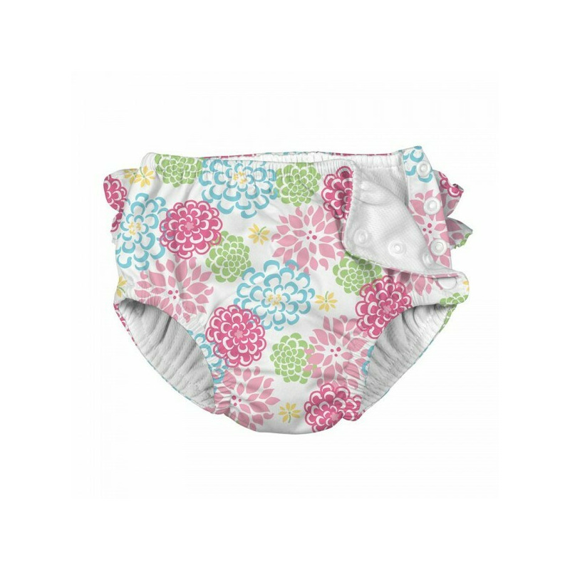 White zinnia 3t - scutec fete spf 50+ pentru inot (cu volanase) green sprouts by iplay