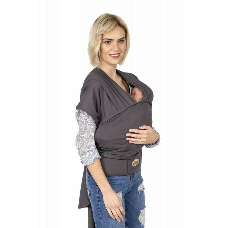 pozitia bebelusului in burta la 5 luni Wrap, SeviBebe, Pentru purtarea bebelusului in fata, Cu suport lombar, Din bumbac, 0-36 luni, Gri