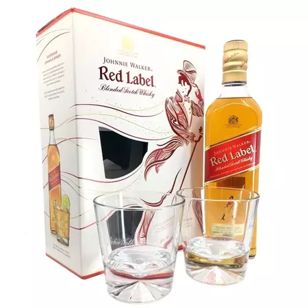 Johnnie Walker Red Label + 2 pahare 0.7L