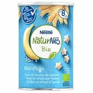 Snack cereale Nestle NaturNes BIO NutriPuffs cu banana 35g, 8 luni+
