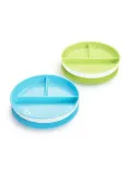 Munchkin Farfurie Stay Put, Cu Ventuza, Compartimentata, Set 2 Buc., 6L+
