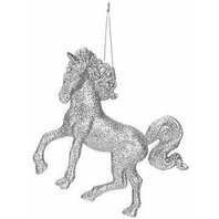 Decoratiune brad Unicorn argintiu 13cm