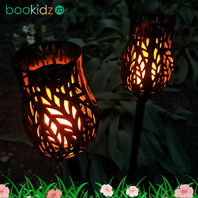 Decoratiune gradina Lampa solara Flacara dansatoare, Set 3, 8cm x 8cm x 48cm