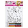 Desen pe numere Unicorni, Inima, Curcubeu, Briose, Tort, A4, 6 pagini, 6 creioane duble