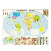 Harta fizica a lumii. Harta politica a lumii. Plastifiata fața/verso 500/700mm  cu agățătoare