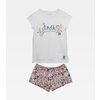 Pijama Anekke alb+roz short-S