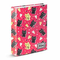 Caiet mecanic mare cu 4 inele OHMYPOP Pisicute, 33x28x5