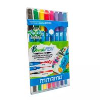 Carioci colorate Mitama cu doua capete cerneala aquarell, 8 buc