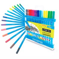 Carioci colorate Mitama de precizie cu varf subtire 0.4, 15 buc, FLUO si BRILIANT