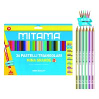 Creioane colorate Mitama lacuite ergonomice triunghiulare 3.3mm,36 culori, 6 metalice