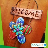 Decoratiune de gradina  Semn 'Bine ati venit!' Floare Colorata