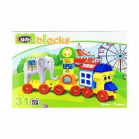 LUNA BLOCKS Trenul cu elefant,  21x30.5x8cm, 31piese