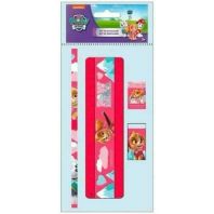 Set rechizite 4 articole Paw Patrol Girl   - creion, rigla, ascutitoare si guma