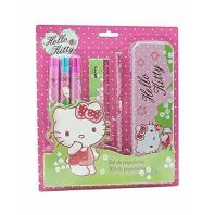 Set rechizite cu penar metalic Hello kitty